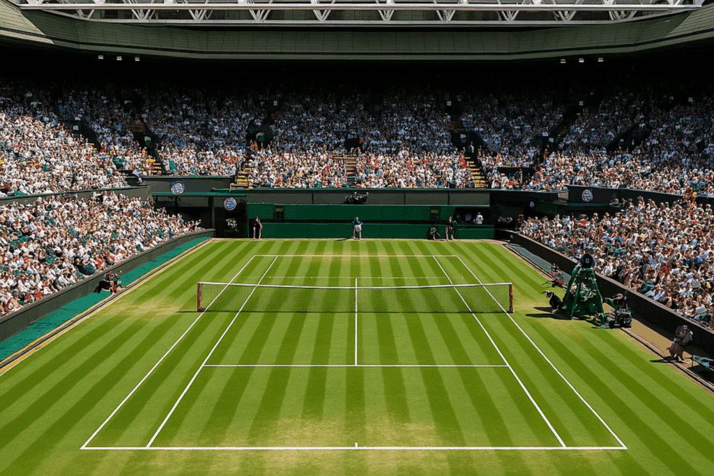 Centre Court at Wimbledon on a sunny day